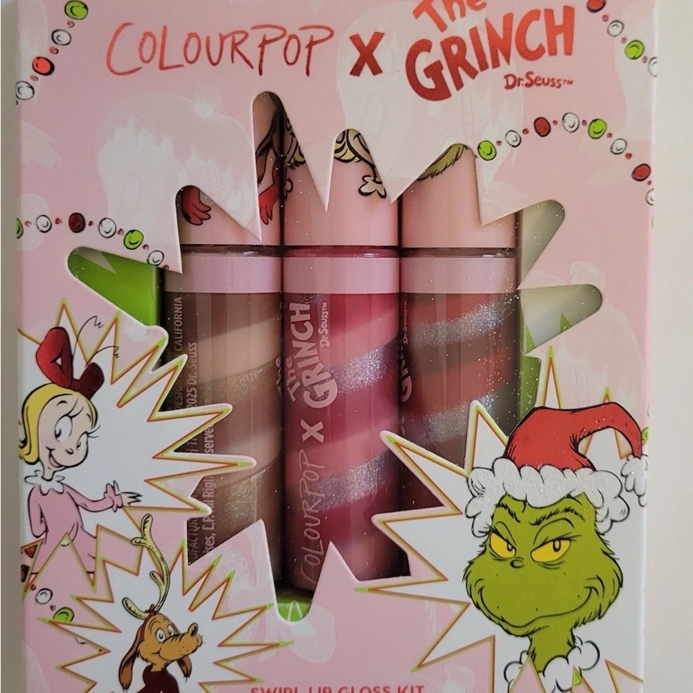 ColourPop X The Grinch 3pk Merry Grinchmas Swirl Lip Gloss Gift Set Holiday NEW